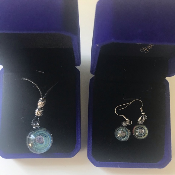 Jewelry - Glass universe pendent and matching earrings